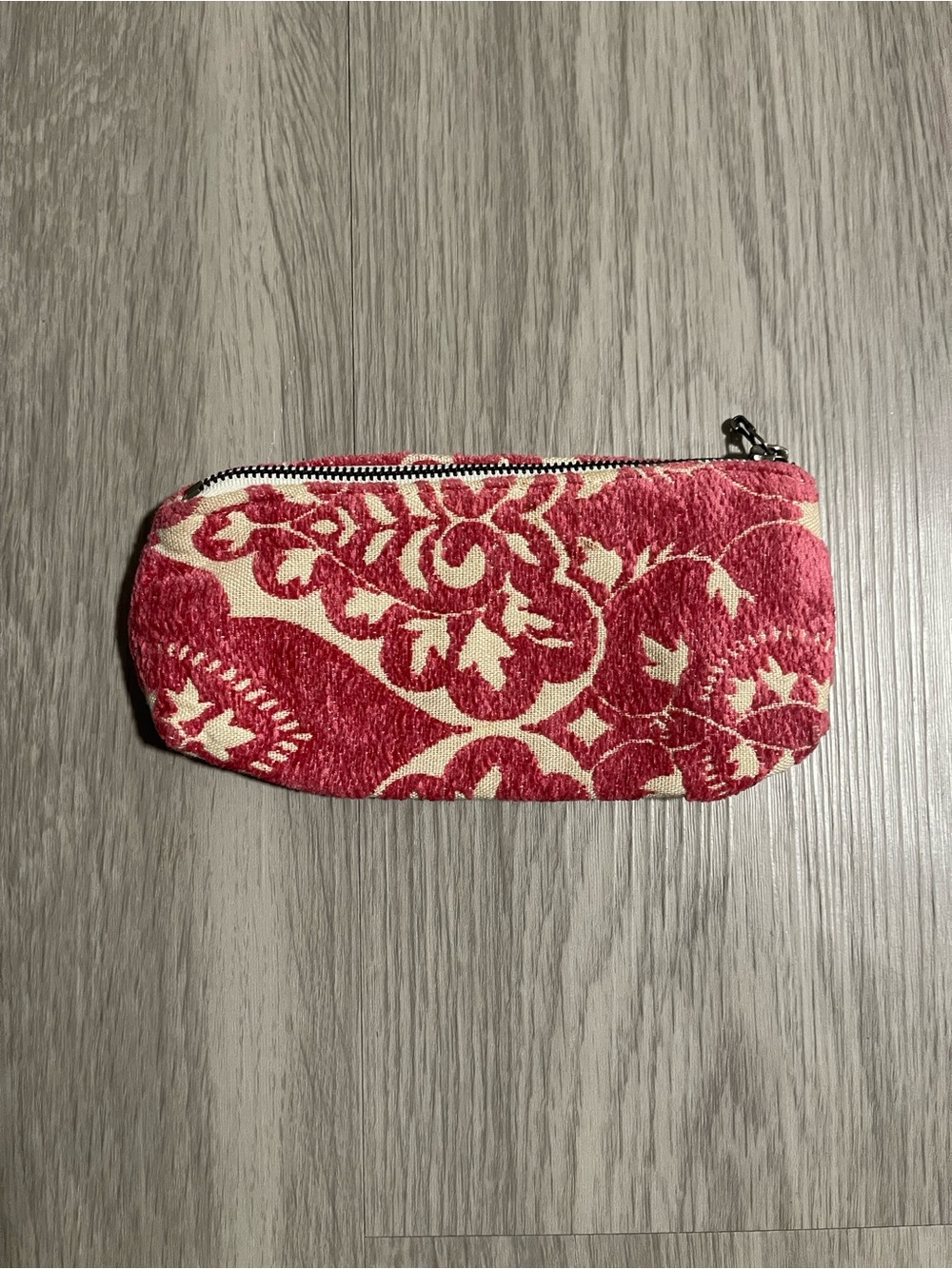 Pink Patterned Zip Pouch Cosmetic Bag